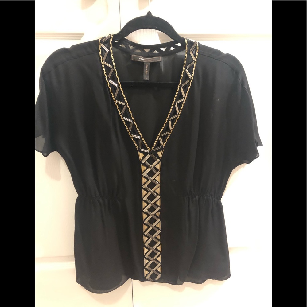 BCBG 100% silk beaded top